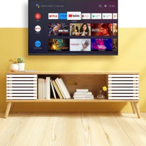 Modern Tv Entertainment Unit Cabinet With Open Shelf Natural Finish (Teak Wood)