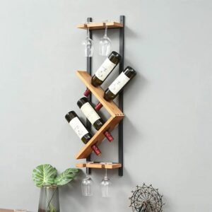 Elegant Wooden Wall Hanging Wine Rack Rustic Wine Storage Organizer
