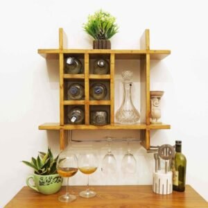Fleek Wooden Wall Mounted Wine Rack, Storage Organizer