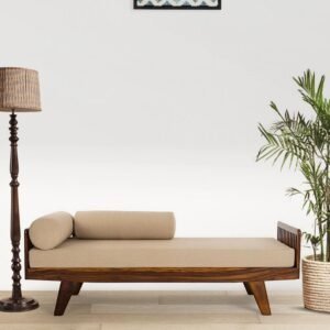 Natural Art & Crafts Piano Daybed Handmade Teak Wood 3 Seater Diwan Sofa Bed Rectangular Multi-Purpose Sofa for Living Room & Bedroom