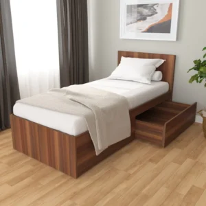 Tribe Handmade Teak Wood Rectangular Single Bed with 2 Drawers Eco-Friendly, Space-Saving Storage Bed, Rustic Design
