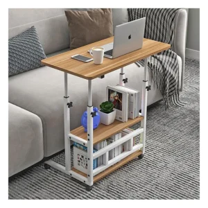 Savya Manual Height Adjustable Movable Laptop Table Desk with Wheel