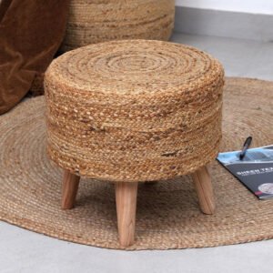 Beautiful Jute Puffy Stool for Living Room (Pack of 1)