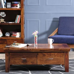 Natural Art & Crafts Handmade Solid Sheesham Wood Coffee Table Rustic & Modern Design for Living