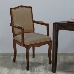 Colonial Hand Carved Teak Wood Armrest Chair Vintage Solid Wood Accent Chair for Living Room