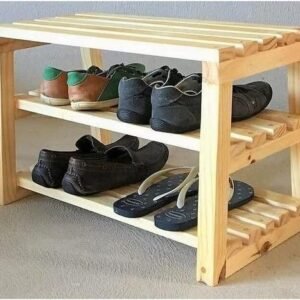 Harass Handmade Solid Sheesham Wood 2-Tier Shoe Rack for Entryway & Hallway