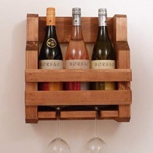 Genuine Elegant Wooden Wall Mounted Wine Rack, Wall Hanging Mini Bar for Home