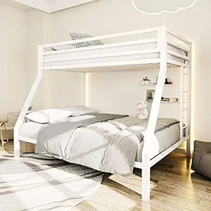 Expanse Handmade Teak Wood Bunk Bed with Ladder Sturdy and Durable Twin Over Twin Eco-Friendly ( White )