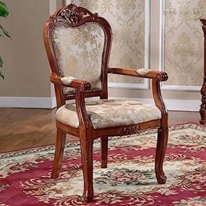 Antique Hand Carved Teak Wood Armrest Chair Vintage Solid Wood Accent Chair for Living Room Classic Design (Honey Finish)