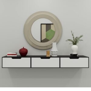 Natural Art & Crafts Exclusively Launched Engineered Wood Storage Wall Shelf with Drawer for Living Room