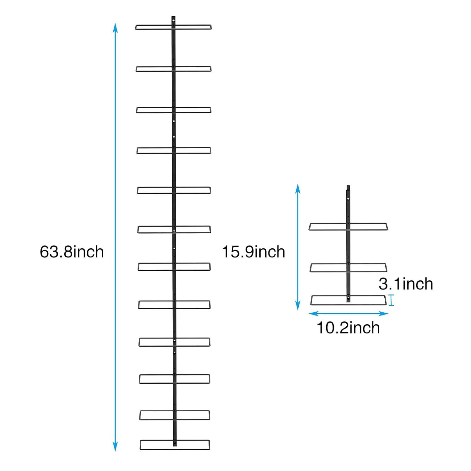 12 Bottle Wall Mounted Wine Rack, Adjustable Tier Wall Hanging Wine Holder Towel Rack, Detachable Wine Storage Organizer - Image 3