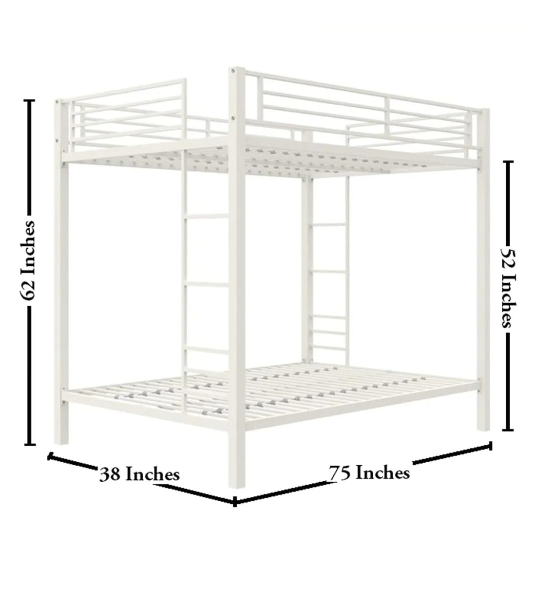 Bush Heavy-Duty Solid Wood Twin Over Twin Bunk Bed Sturdy & Safe Kids Space-Saving Design ( White ) - Image 5