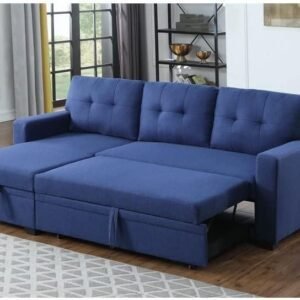 L-Shape Sectional Sleeper Sofa Cum Bed 5 Seater Convertible Sofa with Storage, Modern Upholstered Fabric Couch for Living Room