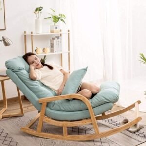 Handmade Teak Wood Grandpa Rocking Chair Comfortable, Durable, Traditional Design for Living Room & Porch Relaxation