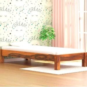 Carp Handmade Rectangular Teak Wood 3 Seater Diwan Bed for Living Room Bedroom