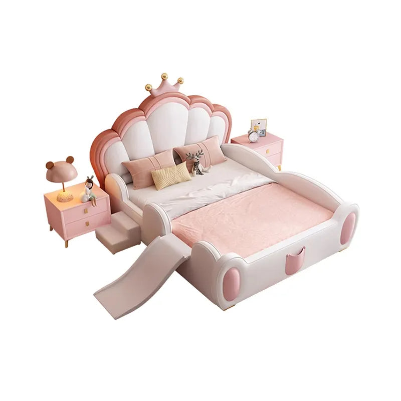 Fairy Princess Teak Wood Kids Bed for Girls and Boys Plush Look - Image 4
