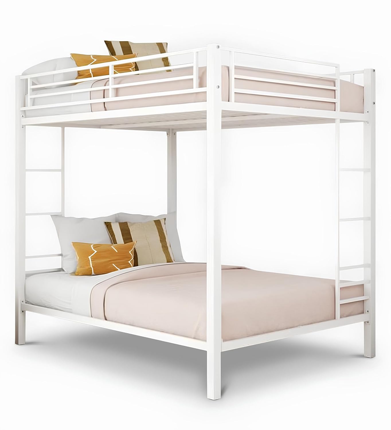 Bush Heavy-Duty Solid Wood Twin Over Twin Bunk Bed Sturdy & Safe Kids Space-Saving Design ( White ) - Image 3