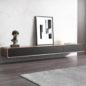 Natural Art & Crafts Floating TV Stand for TV Up to 95 inch TV, Wall-Mounted Entertainment Center Media Console Cabinet with 3 Flip-Down Doors