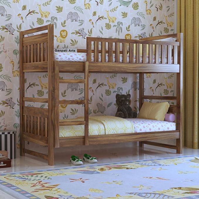 Swift Handmade Teak Wood Bunk Bed with Ladder Sturdy, Eco-Friendly, Space-Saving