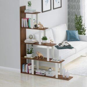Wolabey Modern 6 Tier Ladder Handmade Engineered Wood Bookshelf Rack for Library Home or Office (White)