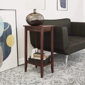 Modern Design Handmade End Table Stylish Solid Wood Accent Table for Living Room and Bedroom (Walnut Finish)