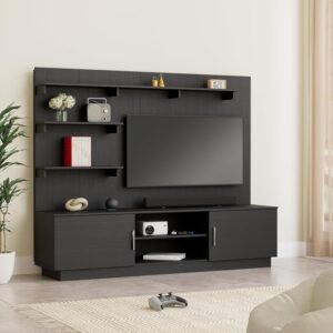 Altamore TV Unit and Display Cabinet with Back Panel (Wenge Finish)
