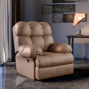 Electric Motorized Recliner Chair with Soft Leatherette for Comfortable Living Room Seating