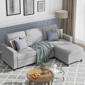 Cosy L-Shaped Sectional 3 Seater Sofa Set With Ottoman Elegant Living Room Furniture for Comfort and Style