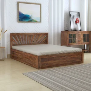 Accomplish Plain Design Handmade Teak Wood King Size Bed Luxurious Elegant Bedroom Decor ( Brown )