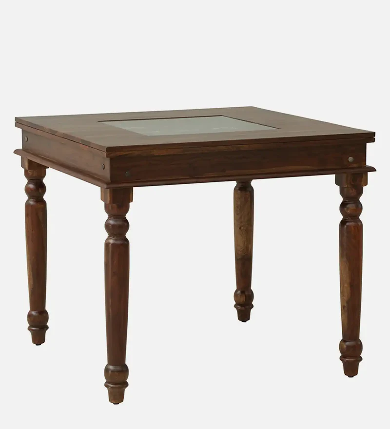 Anamika Handmade Teak Wood 4 Seater Square Dining Table Set Elegant Solid Wood Dining for Kitchen and Dining Room - Image 3