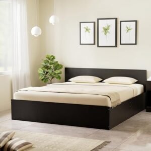 Simple Box Storage Bed in Dark Wenge Finish