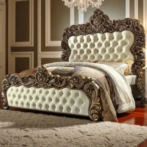 Royal King Size Carving Bed with Antique Gold Finish ACB03