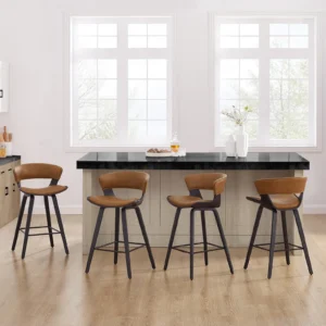 Natural Art & Crafts Blaysen Swivel PU 26.96" Bar & Counter Stools (Set of 4)
