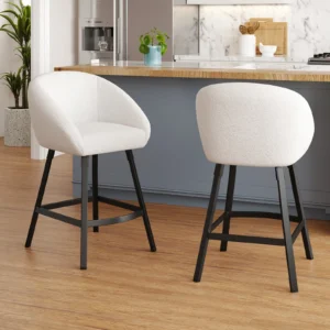 Bouclen Swivel Upholstered 27.1" Modern Counter and bar Stool (Set of 2)