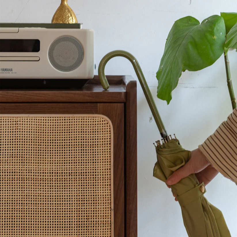 Cane Teak Wood Shoe Rack Cabinet, with 3 Doors Space-Saving Shoe Storage Organizer for Entryway & Hallway - Image 3