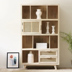 Castor Handmade Teak Wood Bookshelf & Display Unit for Home or Office