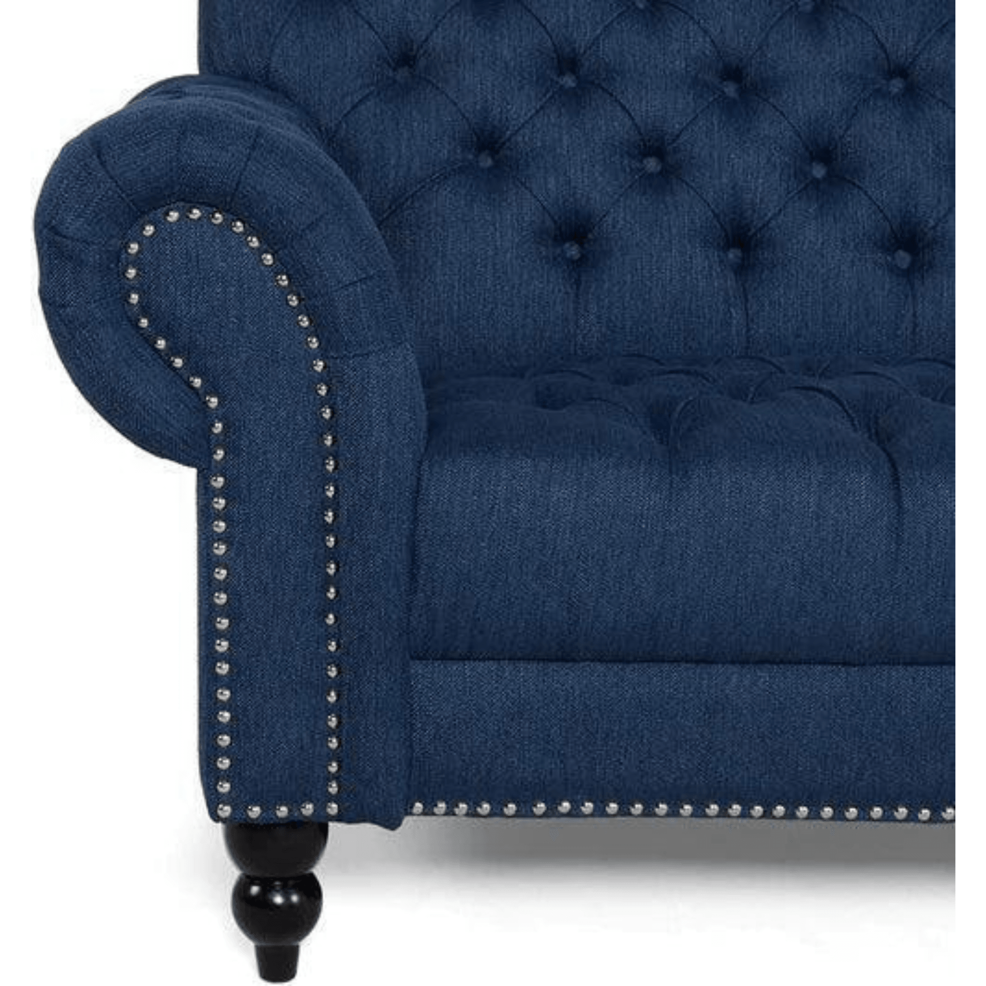 Nathan Chesterfield Button Tufted 3 Seater Sofa Set ( Blue ) - Image 4