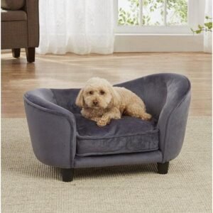 Connie Handmade Teak Wood Dog and Baby Sofa with Back Pocket Eco-Friendly Compact Sofa for Pets & Babies