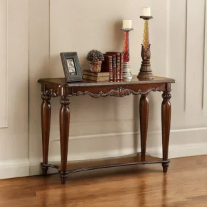 Natural Art & Crafts Mzzy Hand Carved Teak Wood Console Table Royal Beautiful Design, Luxurious Home Decor for Living Room or Entryway