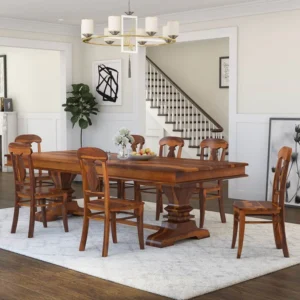 Coral Handmade Teak Wood 8 Seater Rectangular Dining Table Set Eco-Friendly for Rustic Dining Rooms