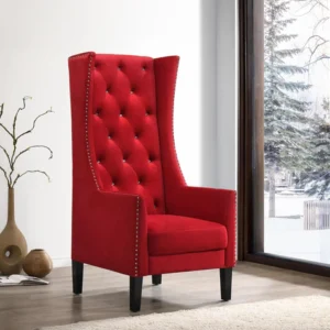 Accent Button Tufted Handmade Velvet Fabric High Back Throne Chair Luxury Royal Seat with Elegant Design for Living Room