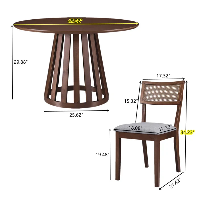 BlackBurn Modern Teak Wood Round 4 Seater Dining Table Set - Image 2