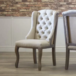 Enna Handmade Button Tufted Teak Wood Dining Chair Modern Design, Perfect for Dining Room or Kitchen