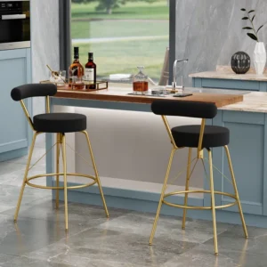 Grotoni Swivel Upholstered Counter and Bar Stool with Metal Frame (Set of 2)