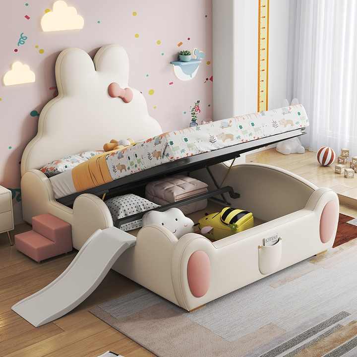 Cute Fantastic with Storage Kids Bed for Girls and Boys Plush Look - Image 4