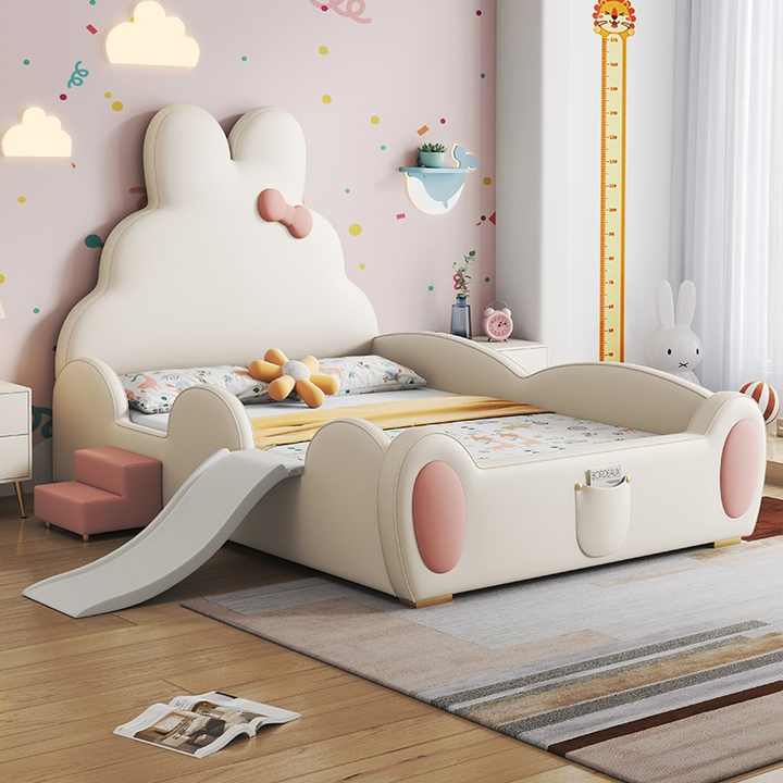 Cute Fantastic with Storage Kids Bed for Girls and Boys Plush Look - Image 2
