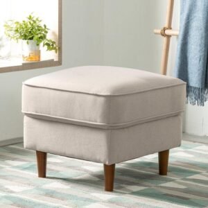 Wide Soft Upholstery Square Standard Ottoman for Living Room