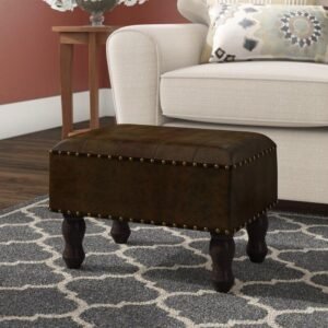 Wide Soft Upholstery Rectangle Standard Ottoman for Living Room