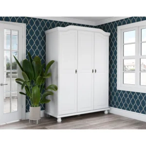 Natural Art & Crafts Kyle Teak Wood Multipurpose Storage Wardrobes & Dressers for Elegant Bedroom Storage Solution with 2 Drawers (White)