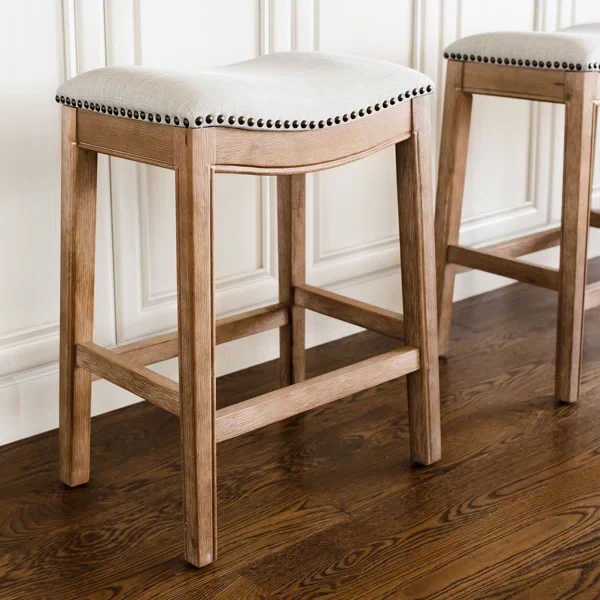 Natural Art & Crafts Maven Lane Adrien Backless Saddle Kitchen Bar & Counter Stool ( Set of 3 ) - Image 3